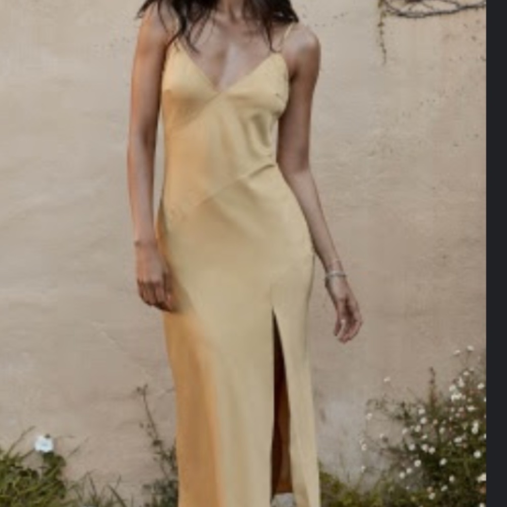 Showpo Yellow Satin Maxi Dress